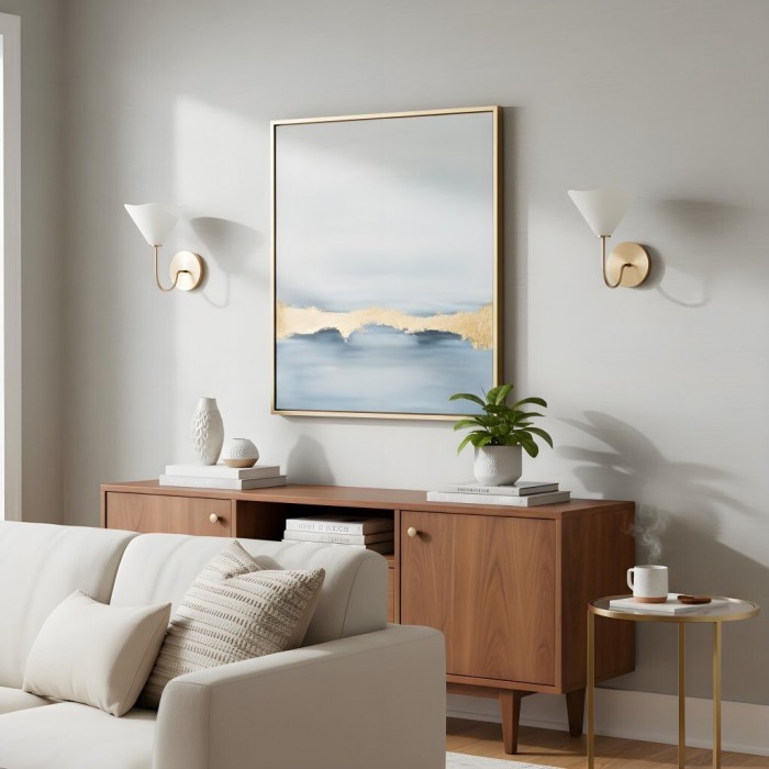 Kysara Brass Linen Wall Lamp - Sculptural Curves Design Suitable for Living Rooms, Bedrooms and Bathrooms HL1878