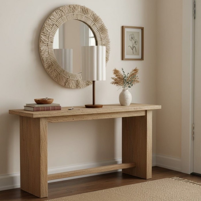 Linbron moderne tafellamp met stoffen kap en houten voet - Zachte sfeerverlichting voor slaapkamer of woonkamer HL1910