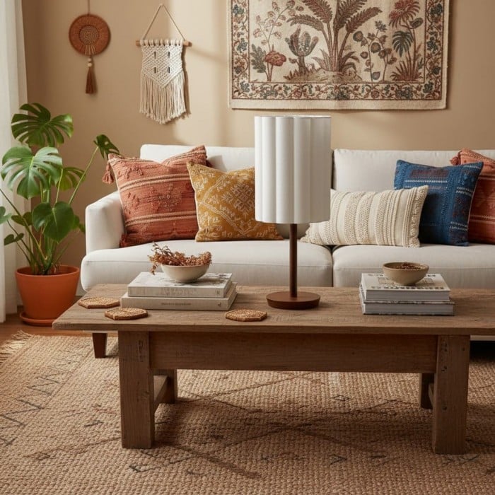 Linbron Modern Fabric Shade Table Lamp with Wood Base - Soft Ambient Lighting for Bedroom or Living Room HL1910