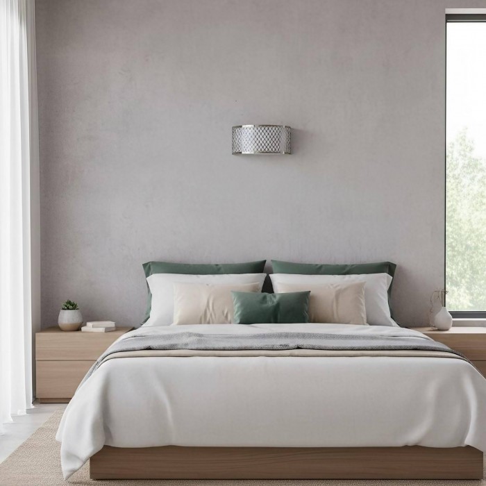 Applique murale Liorin Fretwork - Applique moderne en métal incurvé et abat-jour en tissu pour couloir ou chambre HL2192