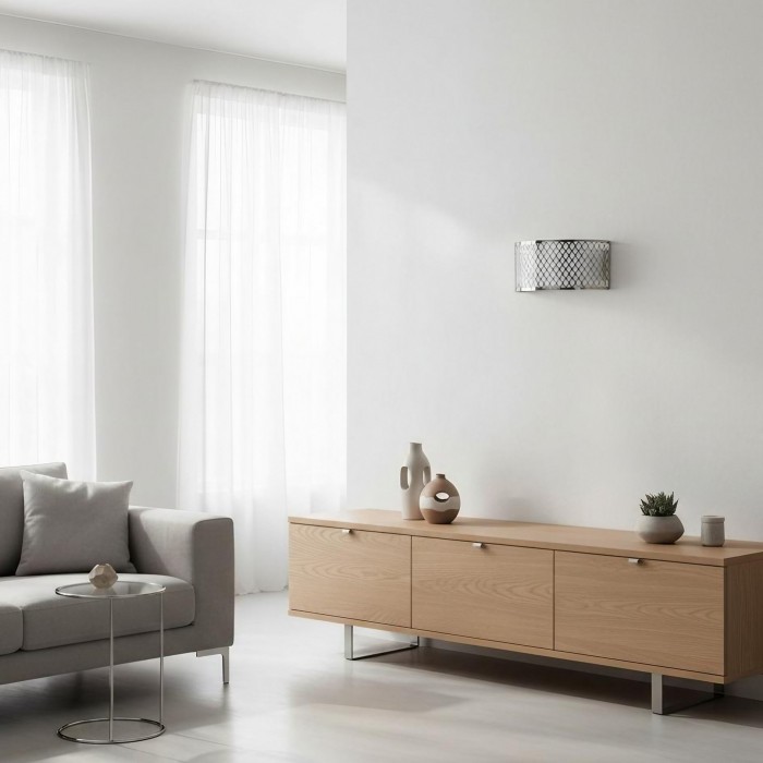 Applique murale Liorin Fretwork - Applique moderne en métal incurvé et abat-jour en tissu pour couloir ou chambre HL2192