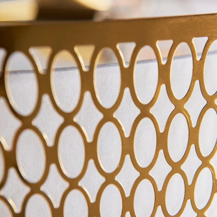 Liorin Geometrische Hanglamp - Moderne Hanglamp met Metalen en Stoffen Kap en Opengewerkt Sierwerk voor Interieurs HL2100