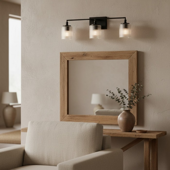 Applique murale Lirra à 3 lumières, intensité variable, verre et métal - Design moderne pour salle de bain et chambre HL1949