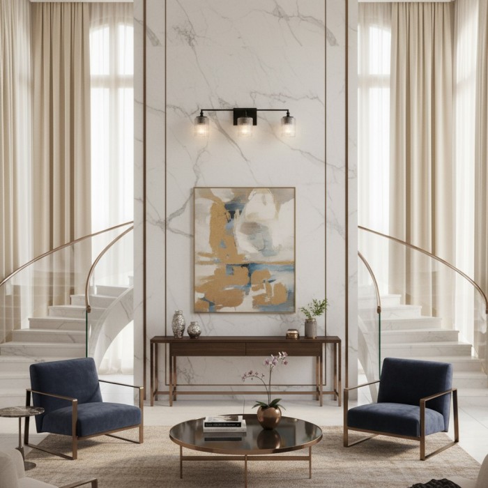 Applique murale Lirra à 3 lumières, intensité variable, verre et métal - Design moderne pour salle de bain et chambre HL1949