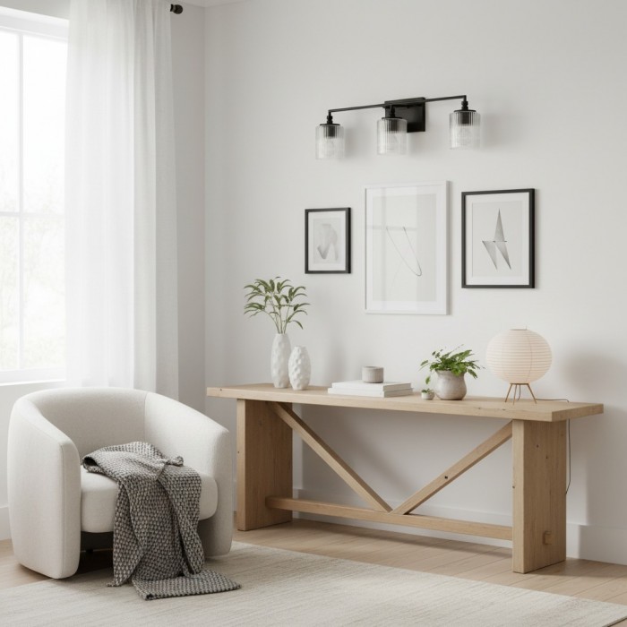 Applique murale Lirra à 3 lumières, intensité variable, verre et métal - Design moderne pour salle de bain et chambre HL1949