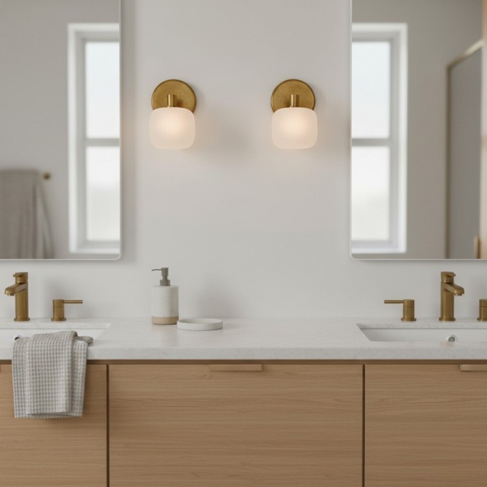 Applique murale Lirra en verre dépoli - Finition métal minimaliste moderne pour salle de bain ou coiffeuse HL1945