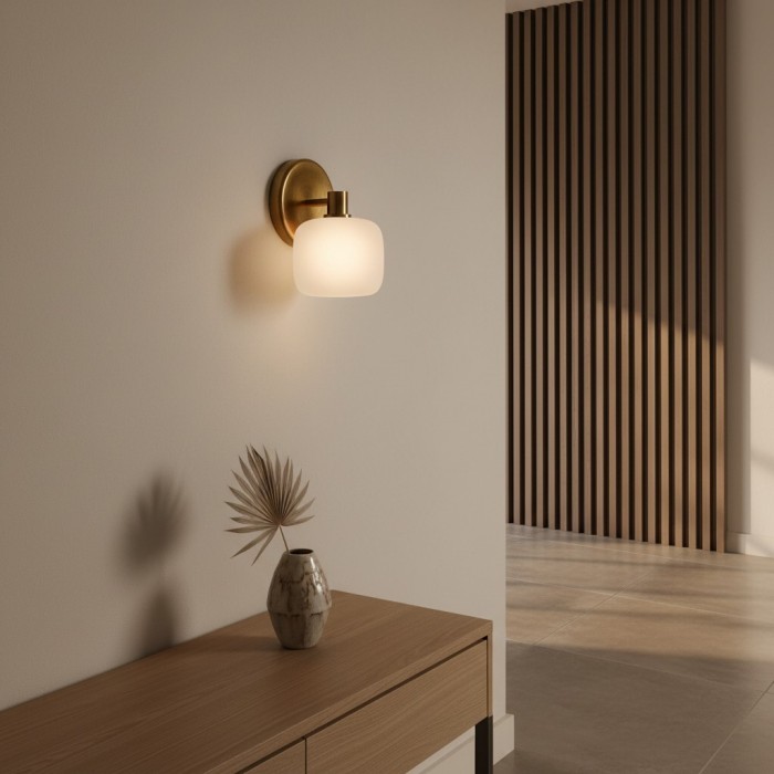 Applique murale Lirra en verre dépoli - Finition métal minimaliste moderne pour salle de bain ou coiffeuse HL1945