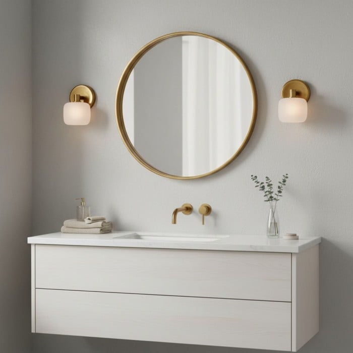 Lirra wandlamp van mat glas - moderne minimalistische metalen afwerking voor badkamer of kaptafel HL1945