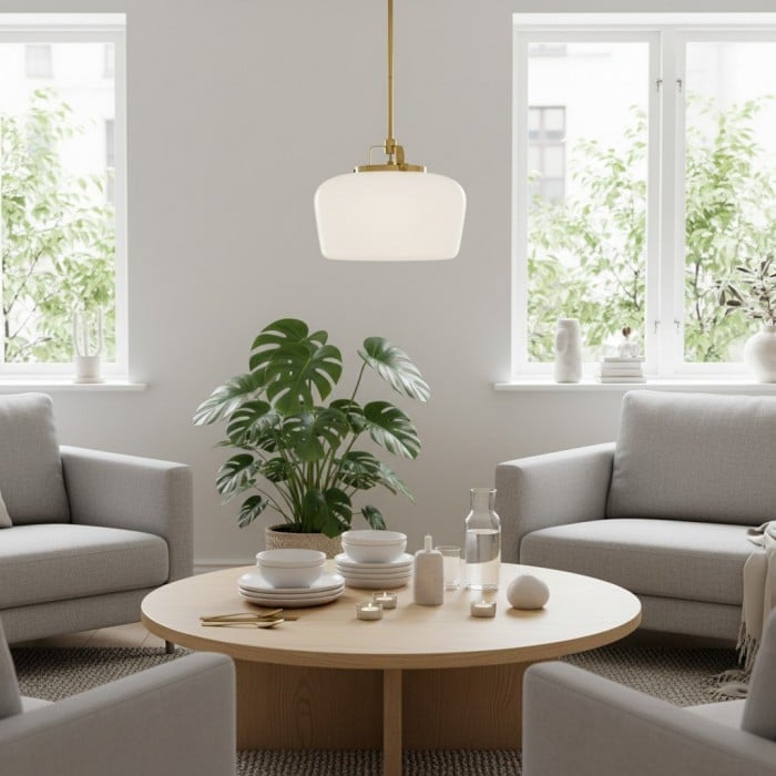 Lirra Opalglas-Pendelleuchte – Moderne, verstellbare Metall-Pendelleuchte für Küche und Esszimmer HL1961