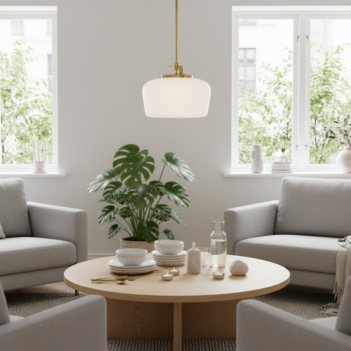 Lirra Opaalglazen Hanglamp - Moderne Verstelbare Metalen Hanglamp voor Keuken en Eetkamer HL1961