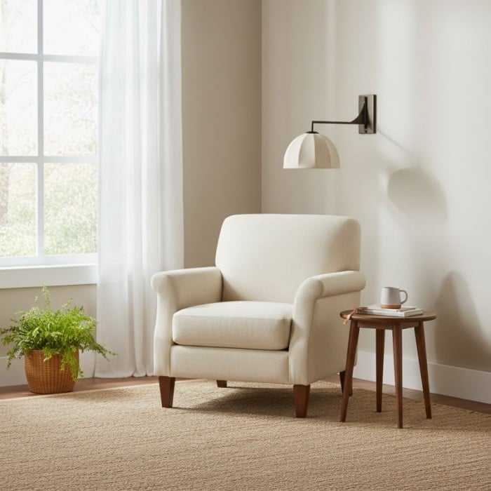 Applique murale Lumarys à bras articulé - Abat-jour sculptural en lin, style organique, pour salon ou chambre HL1874