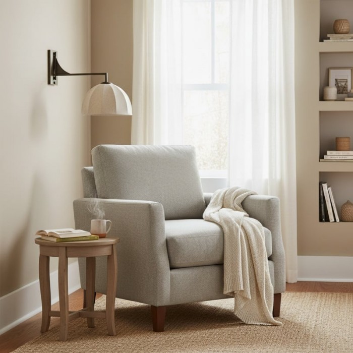 Applique murale Lumarys à bras articulé - Abat-jour sculptural en lin, style organique, pour salon ou chambre HL1874