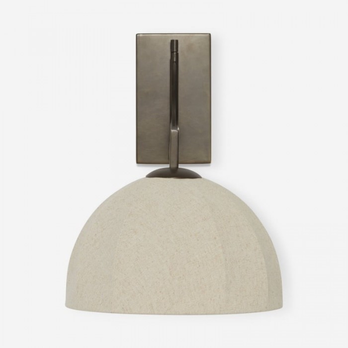 Applique murale Lumarys à bras articulé - Abat-jour sculptural en lin, style organique, pour salon ou chambre HL1874