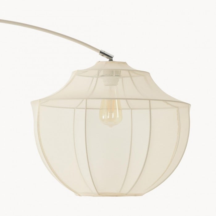 Lampadaire arqué Lumifil avec abat-jour en tissu et support en métal pour un éclairage d'ambiance doux dans le salon HL1977