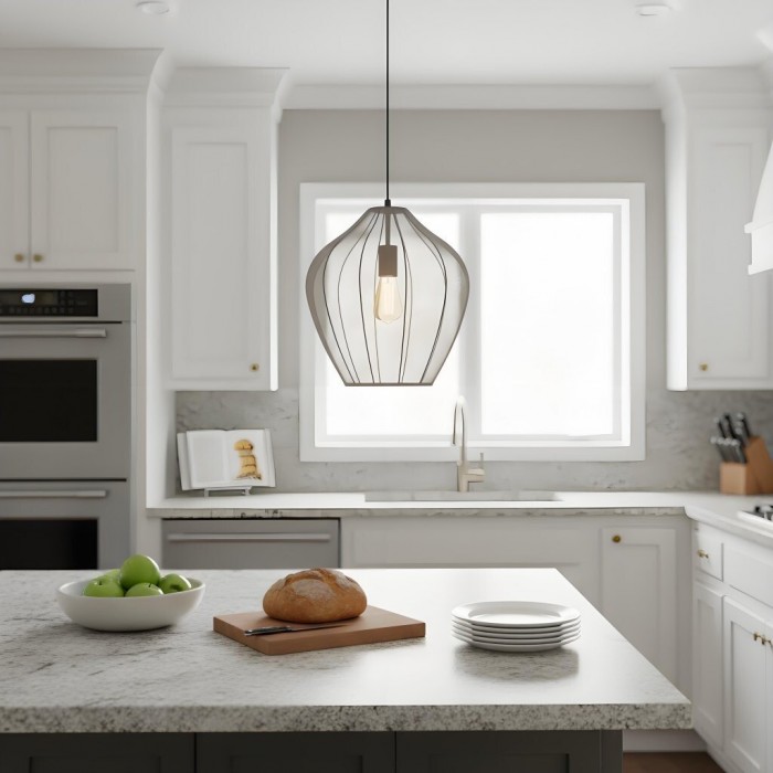 Lumifil Modern Mesh Pendant Light - Hanging Fabric Lghts are Suitable for Dining Rooms or Kitchen Islands HL1983