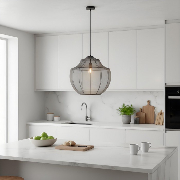 Lumifil Modern Mesh Pendant Light - Hanging Fabric Lghts are Suitable for Dining Rooms or Kitchen Islands HL1983