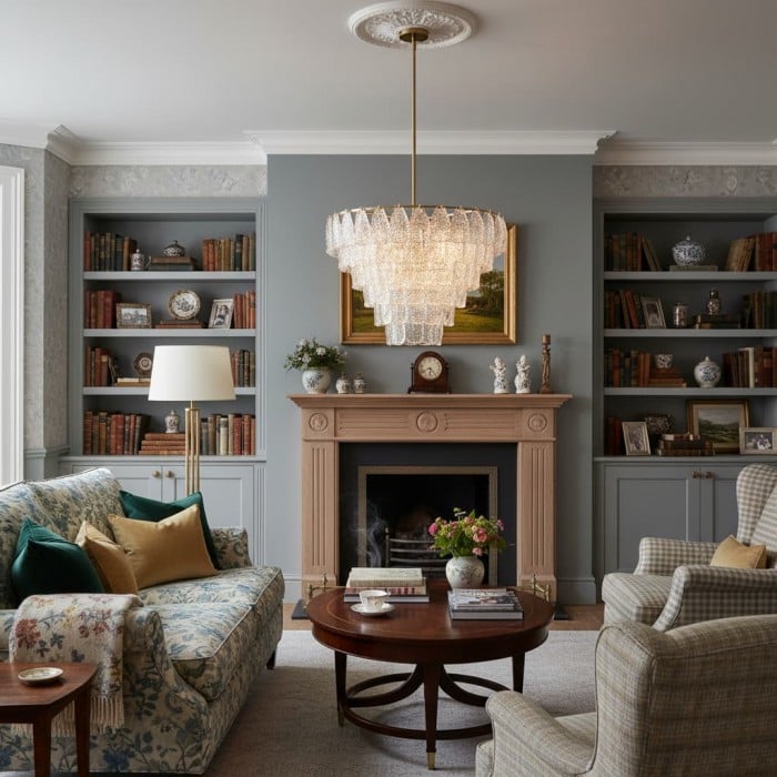 Lumvey Glass Round Chandelier - Elegant Pendant Light for Dining Room and Living Room HL1973