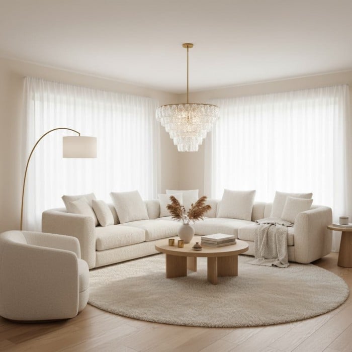 Lumvey Glass Round Chandelier - Elegant Pendant Light for Dining Room and Living Room HL1973