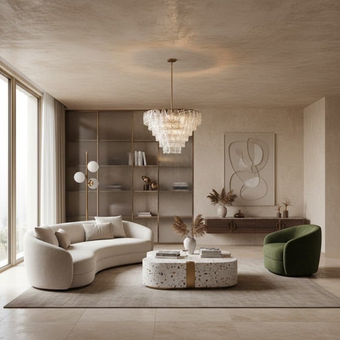 Lumvey Glass Round Chandelier - Elegant Pendant Light for Dining Room and Living Room HL1973