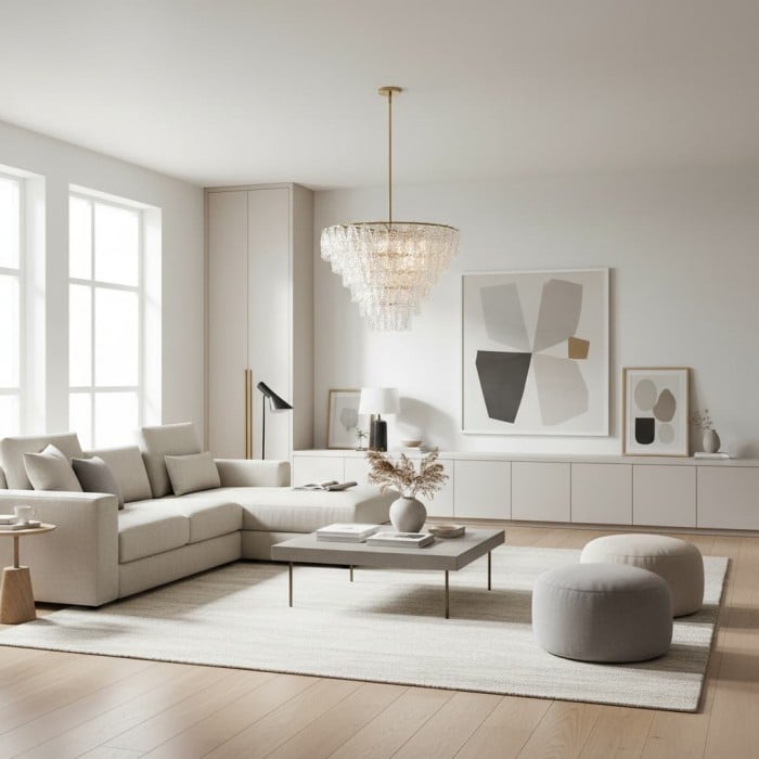 Lumvey Glass Round Chandelier - Elegant Pendant Light for Dining Room and Living Room HL1973