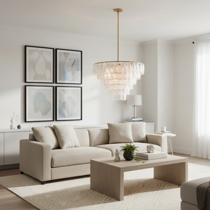 Lumvey Glass Round Chandelier - Elegant Pendant Light for Dining Room and Living Room HL1973