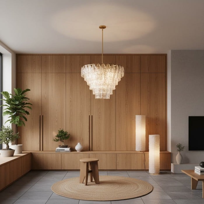 Lumvey Glass Round Chandelier - Elegant Pendant Light for Dining Room and Living Room HL1973