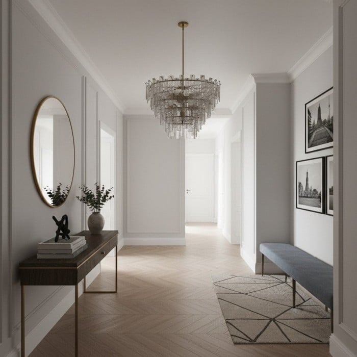 Lumvey ronde kroonluchter - Vintage gelaagde glazen kroonluchter met metalen frame voor eetkamer en hal HL1997