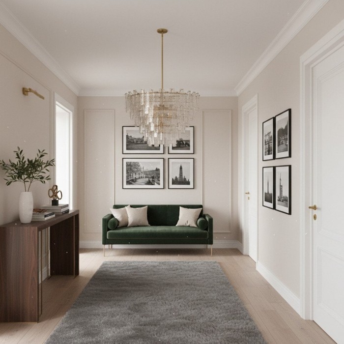 Lumvey ronde kroonluchter - Vintage gelaagde glazen kroonluchter met metalen frame voor eetkamer en hal HL1997