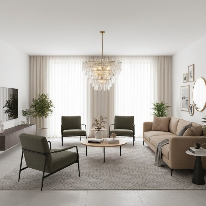 Lumvey ronde kroonluchter - Vintage gelaagde glazen kroonluchter met metalen frame voor eetkamer en hal HL1997