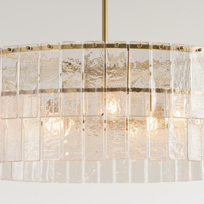 Lumvey Textured Glass Chandelier - Luxury Handcrafted Two-Tier Round Chandelier for Living Room HL1956