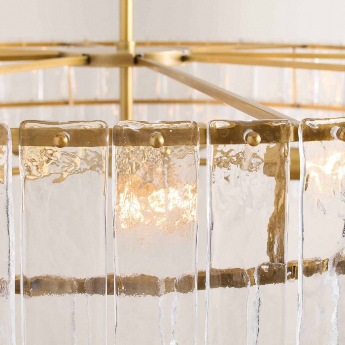 Lumvey Kroonluchter van getextureerd glas - Luxe handgemaakte ronde kroonluchter met twee lagen voor de woonkamer HL1956