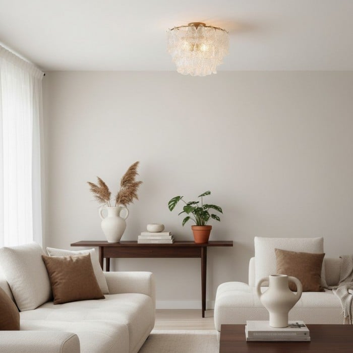 Lumvey Plafondlamp met Gelaagd Glas - Rond, Gestapeld Ontwerp voor Moderne Woning HL1969