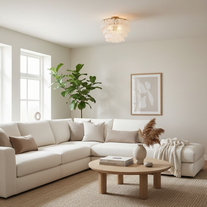 Lumvey Plafondlamp met Gelaagd Glas - Rond, Gestapeld Ontwerp voor Moderne Woning HL1969