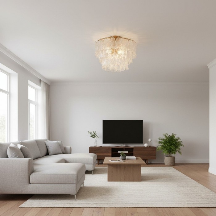 Lumvey Plafondlamp met Gelaagd Glas - Rond, Gestapeld Ontwerp voor Moderne Woning HL1969