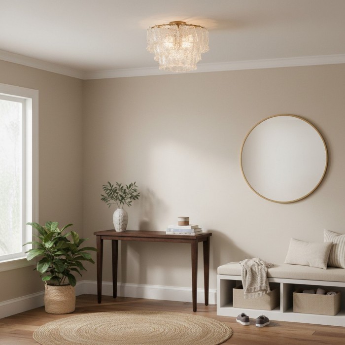 Lumvey Plafondlamp met Gelaagd Glas - Rond, Gestapeld Ontwerp voor Moderne Woning HL1969