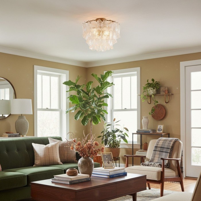 Lumvey Tiered Glass Flush Mount - Round Stacked Design for Modern Home HL1969