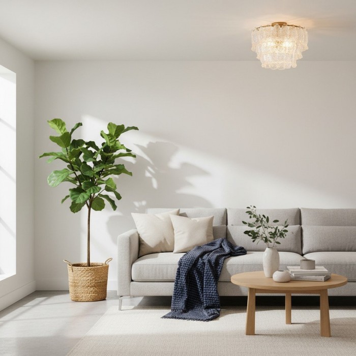 Lumvey Tiered Glass Flush Mount - Round Stacked Design for Modern Home HL1969