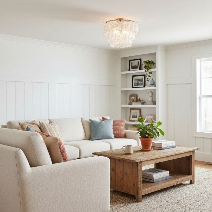 Lumvey Plafondlamp met Gelaagd Glas - Rond, Gestapeld Ontwerp voor Moderne Woning HL1969