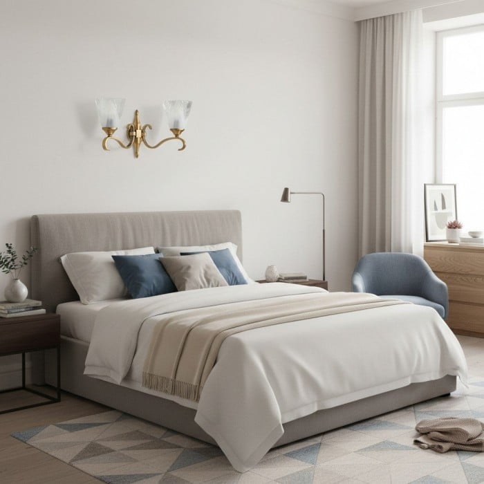 Lunetal Double-Head Wall Sconce - Vintage Metal Glass for Hallway and Bedroom HL2038