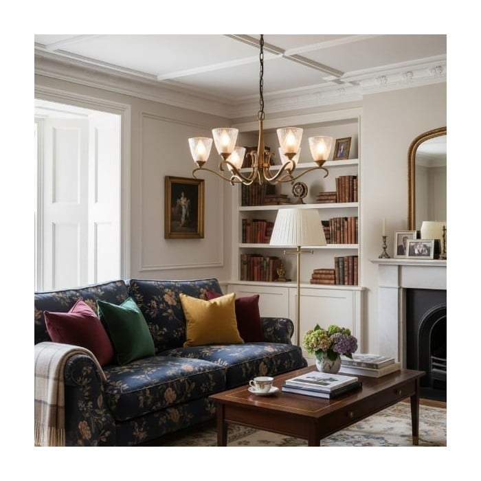 Lunetal Multi-Light Chandelier Crystal Accents Brass Finish - Modern Luxury for Dining Room and Living Room HL2122