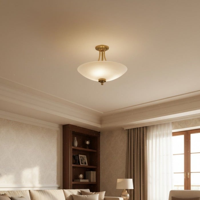 Lunetal Timeless Three-Arm Structure Semi Flush Chandelier - Vintage Pendant Light for Bedroom or Entry HL2035