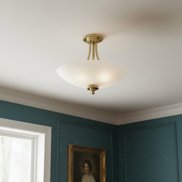 Lunetal Timeless Three-Arm Structure Semi Flush Chandelier - Vintage Pendant Light for Bedroom or Entry HL2035