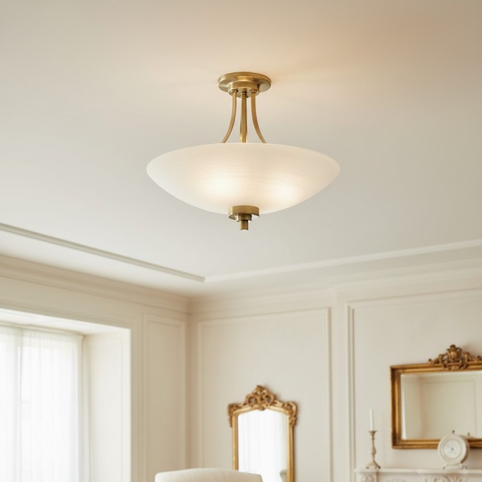 Lunetal Timeless Three-Arm Structure Semi Flush Chandelier - Vintage Pendant Light for Bedroom or Entry HL2035