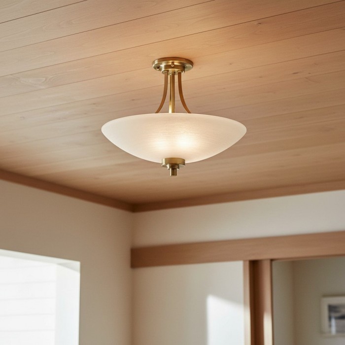 Lunetal Timeless Three-Arm Structure Semi Flush Chandelier - Vintage Pendant Light for Bedroom or Entry HL2035