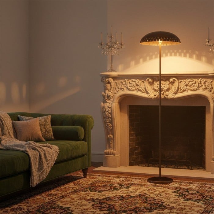 Lustrona metalen staande vloerlamp - moderne accentlamp met halfronde kap voor een stijlvolle inrichting van uw huis HL1855