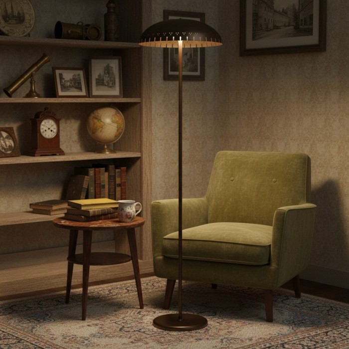 Lustrona metalen staande vloerlamp - moderne accentlamp met halfronde kap voor een stijlvolle inrichting van uw huis HL1855