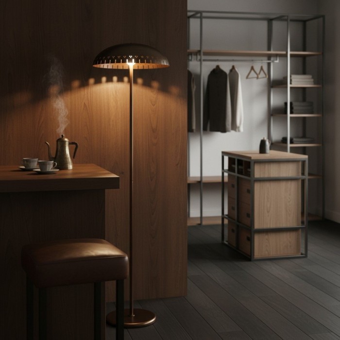 Lustrona metalen staande vloerlamp - moderne accentlamp met halfronde kap voor een stijlvolle inrichting van uw huis HL1855