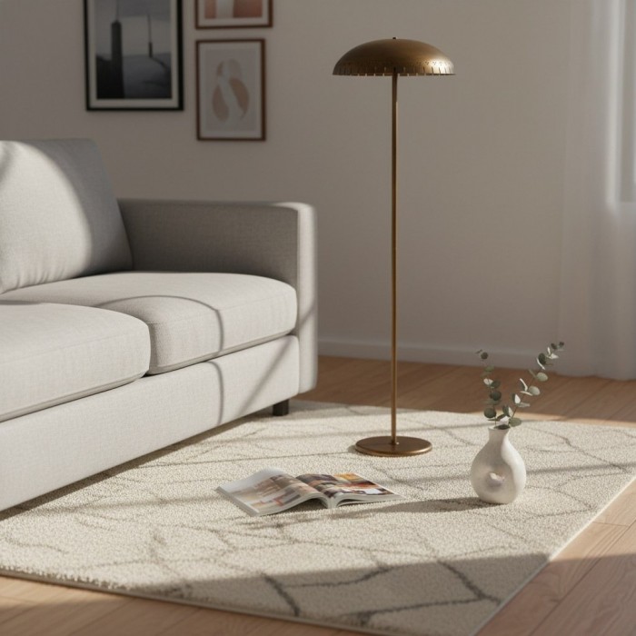 Lustrona metalen staande vloerlamp - moderne accentlamp met halfronde kap voor een stijlvolle inrichting van uw huis HL1855