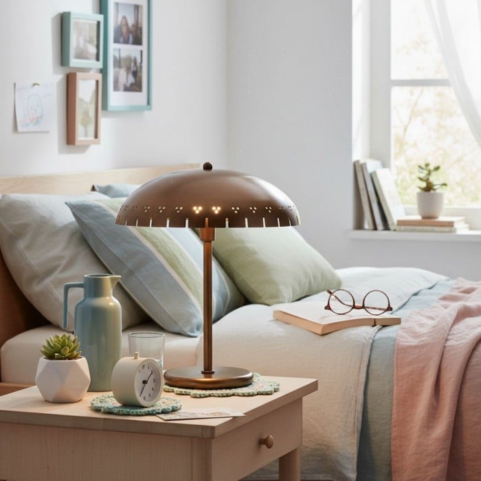 Lustrona Perforated Shade Brass Desk Lamp - Modern Vintage Accent Light HL1871