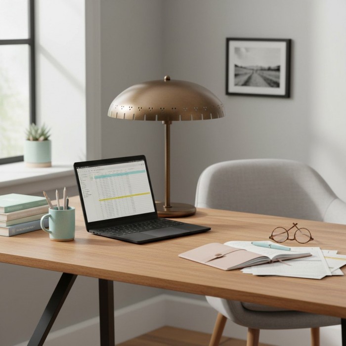 Lustrona bureaulamp met geperforeerde kap van messing - moderne vintage accentlamp HL1871